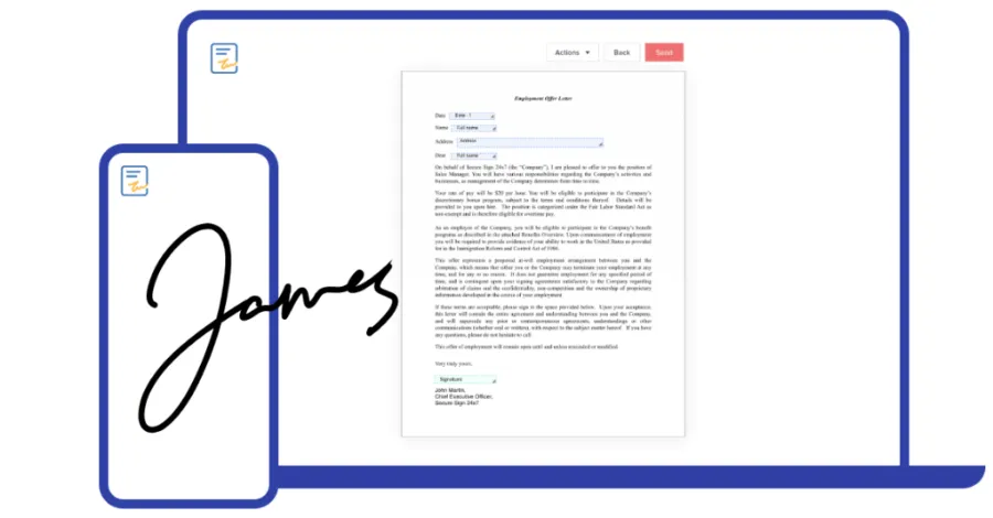 חתימה דיגיטלית על מסמך ב-Zoho Sign